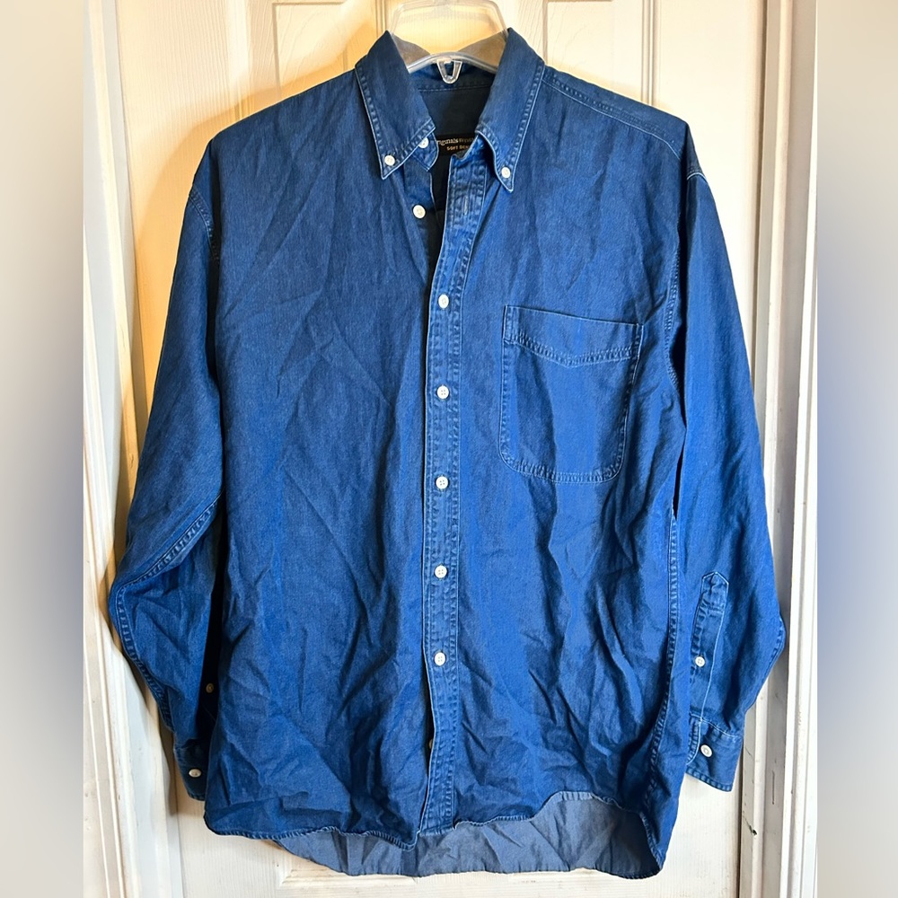 EVERGREEN ORIGINALS SOFT DENIM CHAMBRAY SHIRT -SIZE SMALL S -100% COTTON